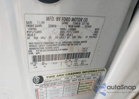 2010 Ford Expedition Limited from USA, damaged, VIN 1FMJU1K56AEA81464